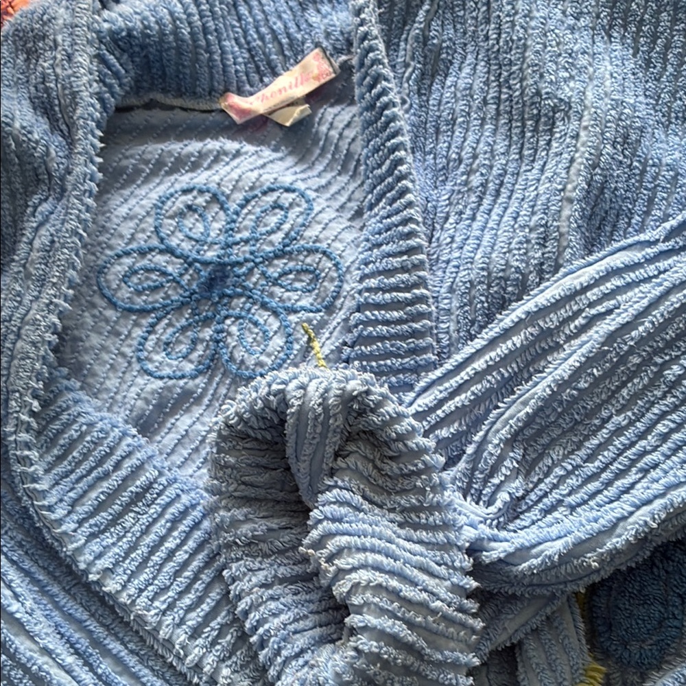 Hand crafted chenille Blue Women's swing jacket - Picture 7 of 10